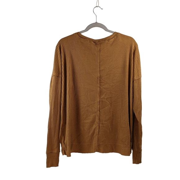 Ribbed Sweater‎ Long Sleeve V Neck Cozy Wild Fable Brown S Drop Shoulders Casual - Picture 2 of 10